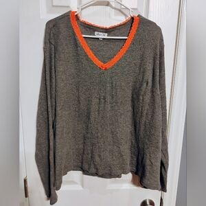 Paper Tee Ribbed V-Neck Long Sleeve Shirt